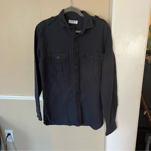 express navy blue button down size M